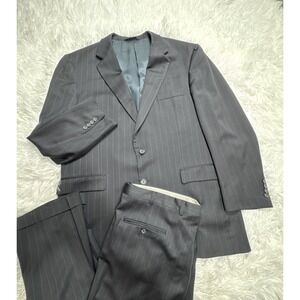 BURBERRY "KENSINGTON" 2 Piece Suit Mens 46 Long Black Formal Pants 40x33 Wedding